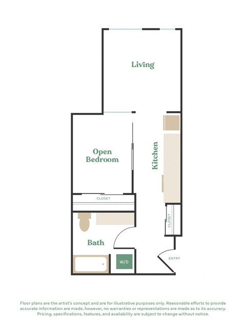 a floor plan of a 1 bedroom apartment